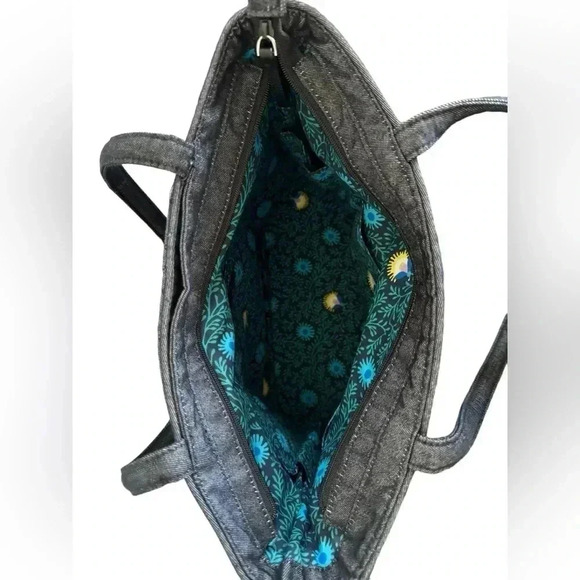 Vera Bradley Iconic Vera Tote Denim Navy Flowers - Picture 8 of 12